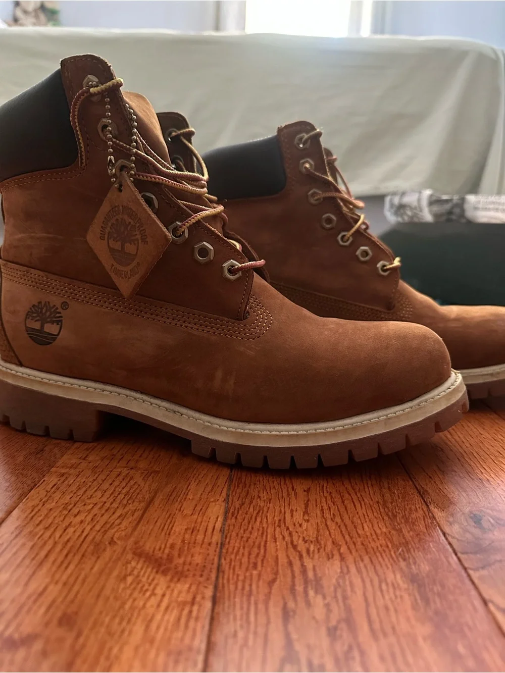 Timberland Men’s Brown Nubuck Lace-Up Work Boots with Black Collar